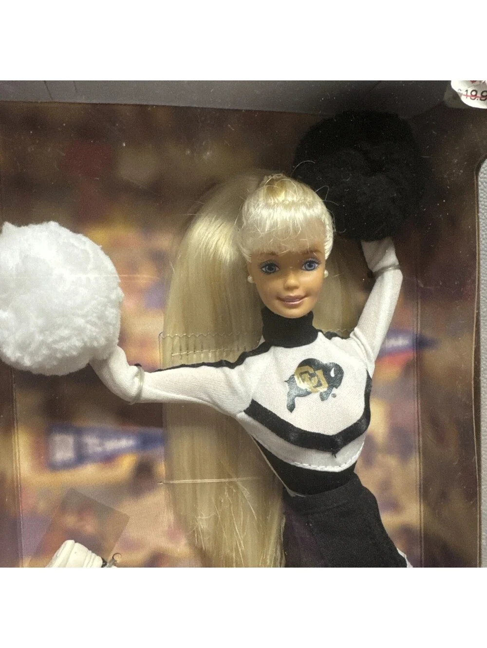 1996 University Of Colorado Bolder Barbie Doll Buffs Cheerleader Blonde Pom Pom